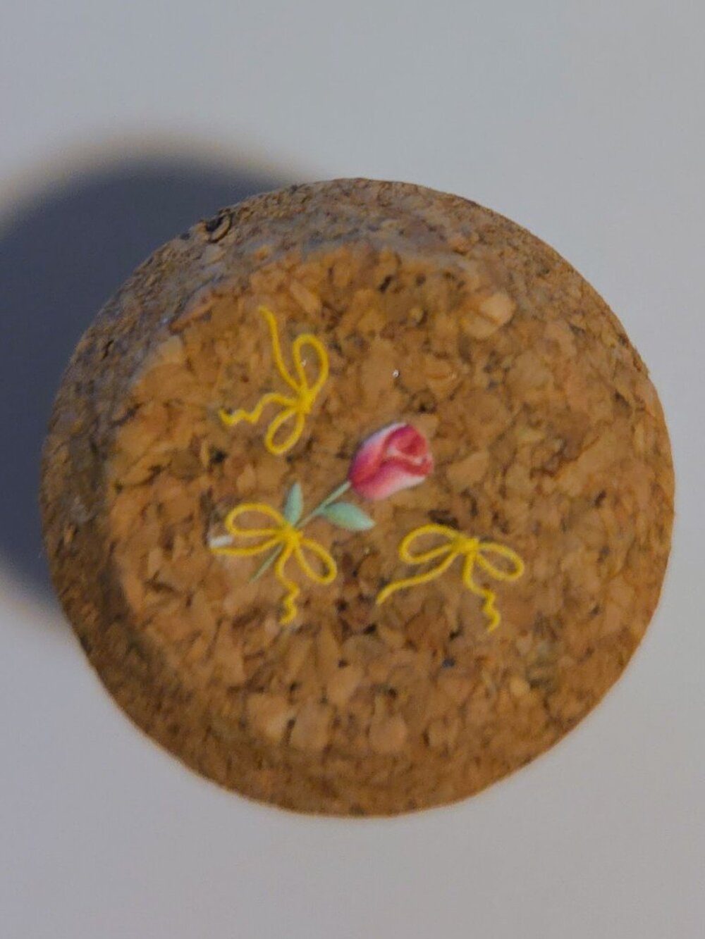 Brand New Hand Crafted Magnet Created from Champagne Cork Featuring Flowers